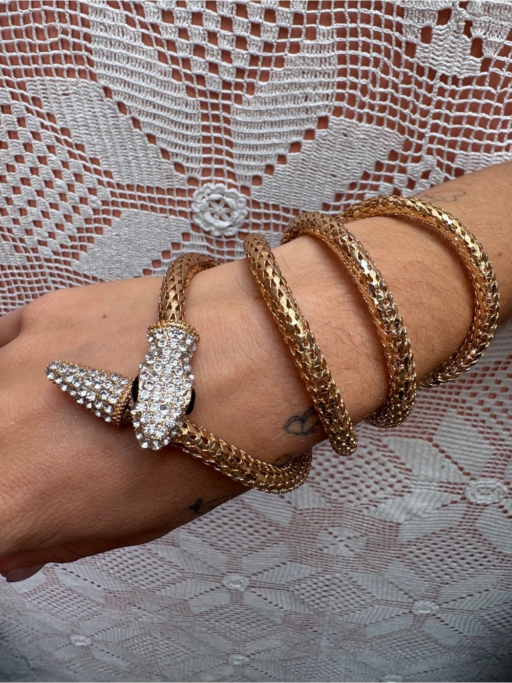 Gold Tone Rhinestone Snake Belt / Necklace / Bracelet